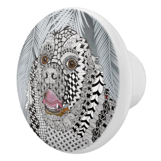 Niedlicher Schwarz-Weiß-Cocker-Spanierknöpfe Keramikknauf (Rechts)