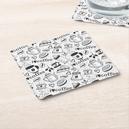 Niedlicher Schwarz-Weiß-Kaffee-Liebhaber I-Liebe-K Rechteckiger Pappuntersetzer (angewinkelt)