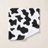niedlicher Schwarz-Weiß-Kuhdruck Badhandtuch Set (Waschlappen)