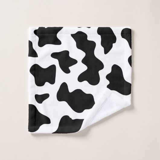 niedlicher Schwarz-Weiß-Kuhdruck Badhandtuch Set (Waschlappen)