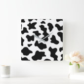 niedlicher Schwarz-Weiß-Kuhdruck Quadratische Wanduhr (Zuhause)