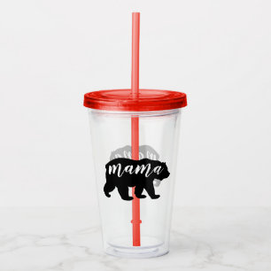 Niedlicher Schwarz-Weiß-Mama-Bär Acryltrinkbecher