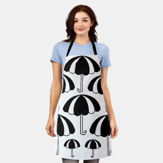 Niedlicher Schwarz-Weiß-Schirm Schürze (Getragen)