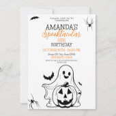 Niedlicher Schwarz-Weiß-Spooky Ghost Pumpkin Gebur Einladung (Vorderseite)