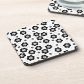 Niedlicher Schwarz-weißer Blumen Korken-Untersetze Untersetzer (Linke Seite)