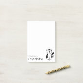 Niedlicher Schwarz-weißer Cartoon Katzenname Post-it Klebezettel (Auf Schreibtisch)