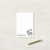 Niedlicher Schwarz-weißer Cartoon Katzenname Post-it Klebezettel (Auf Schreibtisch)