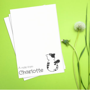 Niedlicher Schwarz-weißer Cartoon Katzenname Post-it Klebezettel