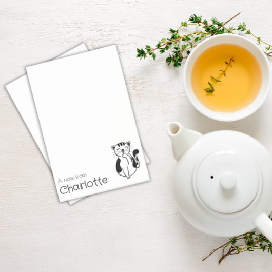 Niedlicher Schwarz-weißer Cartoon Katzenname Post-it Klebezettel