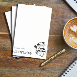 Niedlicher Schwarz-weißer Cartoon Katzenname Post-it Klebezettel