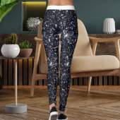 Niedlicher Schwarz-weißer Glitzer-Muster Streifen Leggings