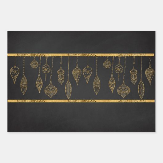 Niedlicher Schwarz-weißer Goldbaum Geschenkpapier Set (Vorderseite 3)