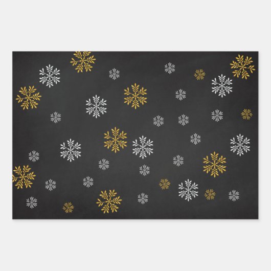 Niedlicher Schwarz-weißer Goldbaum Geschenkpapier Set (Vorderseite 2)