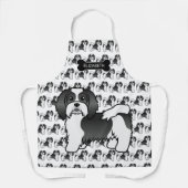Niedlicher schwarz-weißer Havanese Cartoon Dog & N Schürze (Vorderseite)
