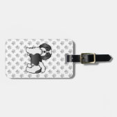 Niedlicher schwarz-weißer Havanese Cartoon Dog & T Gepäckanhänger (Vorderseite horizontal)