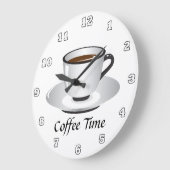 Niedlicher Schwarz-weißer Kaffeezeitdekor Große Wanduhr (Winkel)