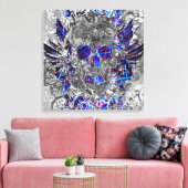 Niedlicher, Schwarz-weißer Neonschädel Leinwanddruck (Insitu (Wohnzimmer))