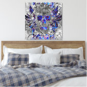 Niedlicher, Schwarz-weißer Neonschädel Leinwanddruck (Insitu (Schlafzimmer))