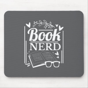 Niedlicher Schwarz-weißer Nerd Bookworm Mousepad