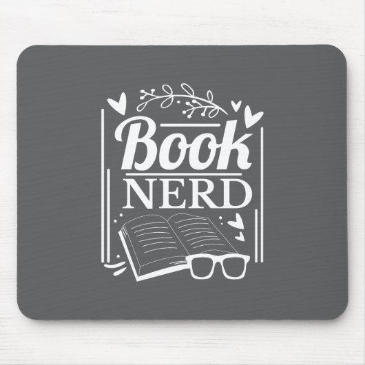 Niedlicher Schwarz-weißer Nerd Bookworm Mousepad (Vorne)