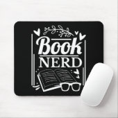 Niedlicher Schwarz-weißer Nerd Bookworm Mousepad (Mit Mouse)
