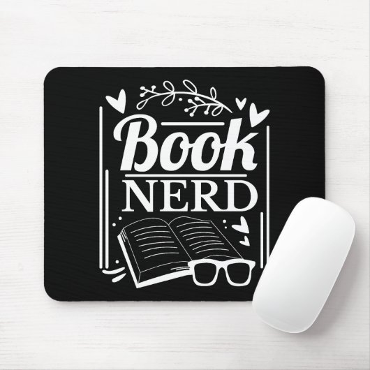 Niedlicher Schwarz-weißer Nerd Bookworm Mousepad (Mit Mouse)