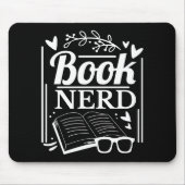 Niedlicher Schwarz-weißer Nerd Bookworm Mousepad (Vorne)
