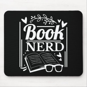 Niedlicher Schwarz-weißer Nerd Bookworm Mousepad