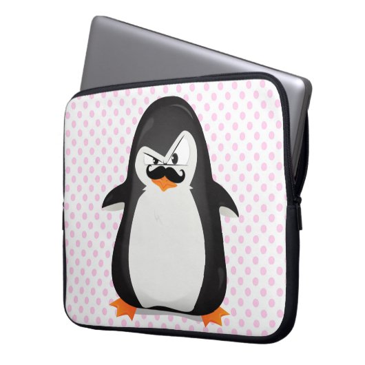 Niedlicher Schwarz-weißer Penguin und lustiger Laptopschutzhülle (Vorderseite Links)
