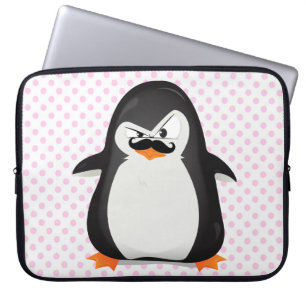 Niedlicher Schwarz-weißer Penguin und lustiger Laptopschutzhülle