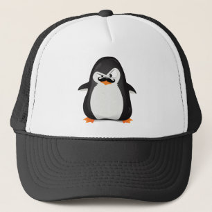 Niedlicher Schwarz-weißer Penguin und lustiger Truckerkappe