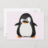 Niedlicher Schwarz-weißer Pinguin und Funny Mustac Postkarte (Vorne/Hinten)