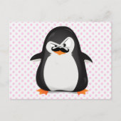 Niedlicher Schwarz-weißer Pinguin und Funny Mustac Postkarte (Vorderseite)