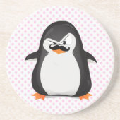 Niedlicher Schwarz-weißer Pinguin und Funny Mustac Sandstein Untersetzer (Vorne)