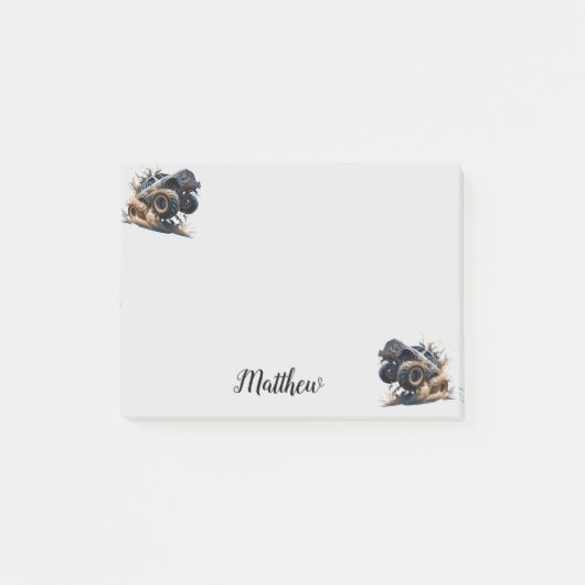 Niedlicher Schwarz-weißer Power Rennen Monster Tru Post-it Klebezettel (Vorderseite)