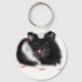 Niedlicher Schwarz-weißer syrischer Hamster Schlüsselanhänger (Vorderseite)
