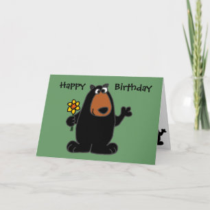 Niedlicher Schwarzbär mit trockenem Cartoon Karte