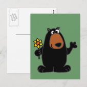 Niedlicher Schwarzbär mit trockenem Cartoon Postkarte (Vorne/Hinten)