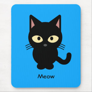 Niedlicher schwarze Katze Meow-Cartoon Mousepad