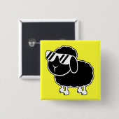 Niedlicher schwarze Schaf-Cartoon Button (Vorne & Hinten)