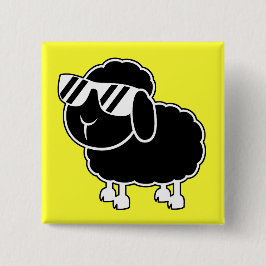 Niedlicher schwarze Schaf-Cartoon Button