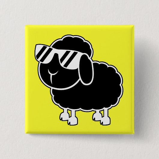 Niedlicher schwarze Schaf-Cartoon Button (Vorderseite)