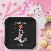 Niedlicher schwarzer Astronaut Weltraumgalaxie Bas Pappteller (Party)