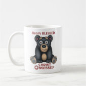 Niedlicher schwarzer Bär, Bärengesegneter Christus Kaffeetasse (Links)