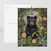 Niedlicher Schwarzer Bär Botanischer Wald Postkarte (Vorne/Hinten)