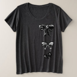 Niedlicher Schwarzer Bows Grafik-T - Shirt