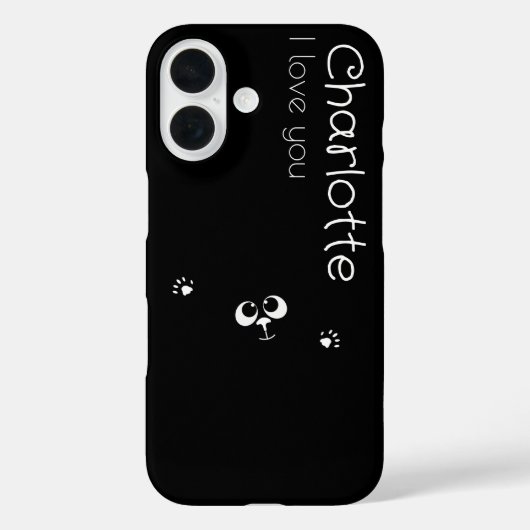 Niedlicher schwarzer Cartoon Katzen Name Holzkohle Case-Mate iPhone Hülle (Rückseite)