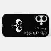 Niedlicher schwarzer Cartoon Katzen Name Holzkohle Case-Mate iPhone Hülle (Rückseite (Horizontal))