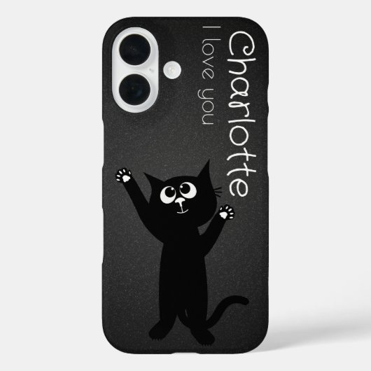 Niedlicher schwarzer Cartoon Katzen Name Holzkohle Case-Mate iPhone Hülle (Rückseite)