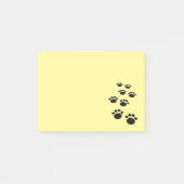Niedlicher Schwarzer Cartoon Pet Paw Trail Gelb Post-it Klebezettel (Vorderseite)